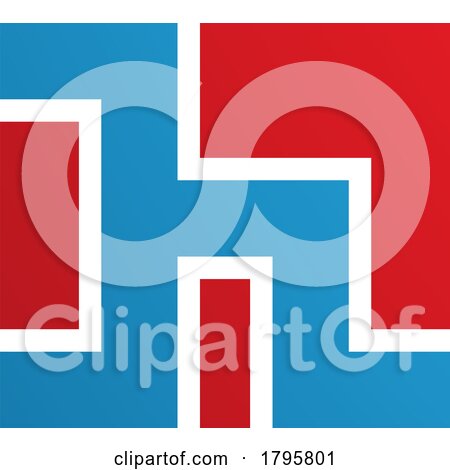 Red and Blue Square Shaped Letter H Icon by cidepix