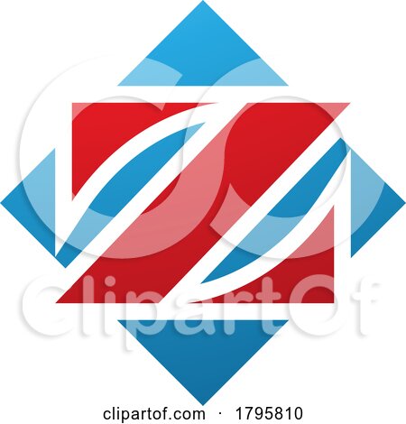 Red and Blue Square Diamond Shaped Letter Z Icon by cidepix
