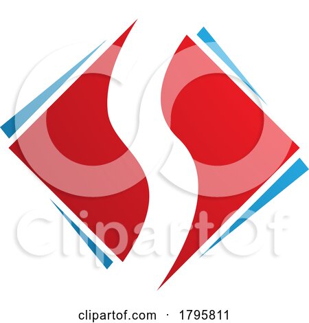Red and Blue Square Diamond Shaped Letter S Icon by cidepix