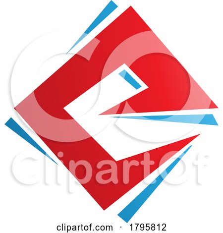 Red and Blue Square Diamond Letter E Icon by cidepix