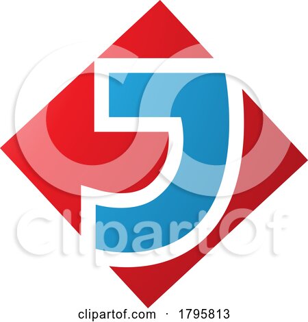 Red and Blue Square Diamond Shaped Letter J Icon by cidepix