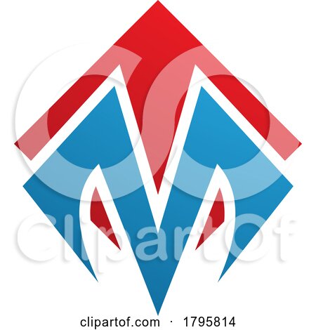Red and Blue Square Diamond Shaped Letter M Icon by cidepix