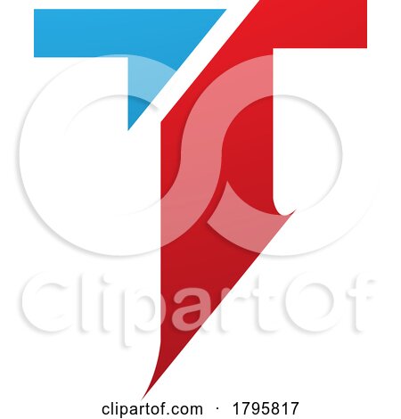 Red and Blue Split Shaped Letter T Icon by cidepix