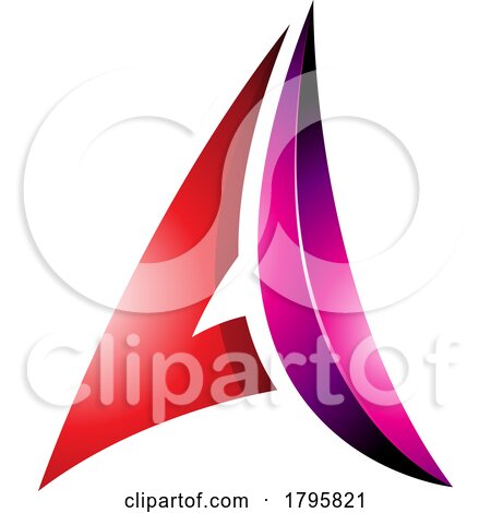 Red and Magenta Glossy Embossed Paper Plane Shaped Letter a Icon by cidepix