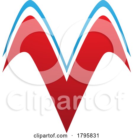 Red and Blue Wing Shaped Letter V Icon by cidepix