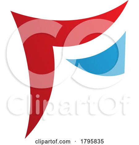 Red and Blue Wavy Paper Shaped Letter F Icon by cidepix