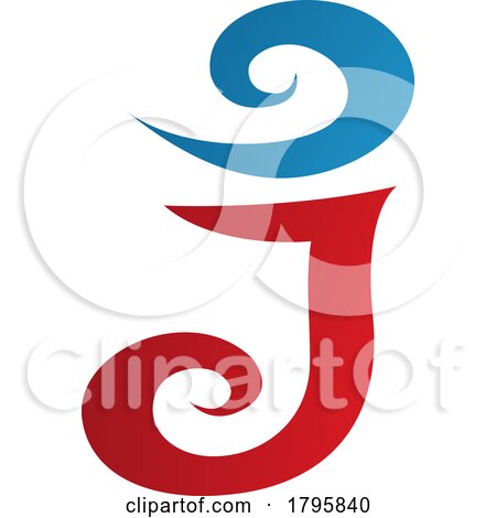 Red and Blue Swirl Shaped Letter J Icon by cidepix