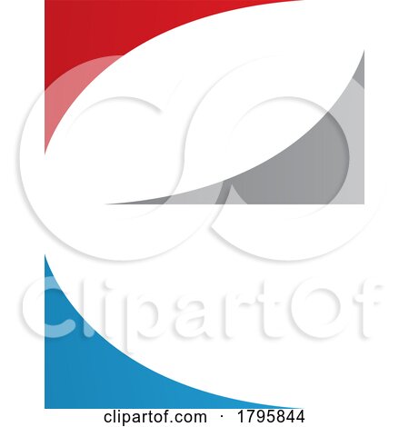 Red Blue and Grey Lowercase Letter E Icon with Curvy Triangles by cidepix