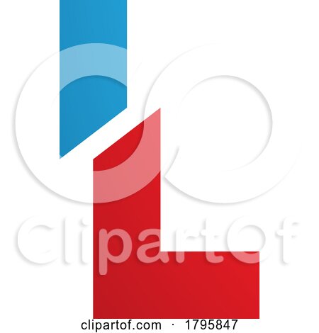 Red and Blue Split Shaped Letter L Icon by cidepix
