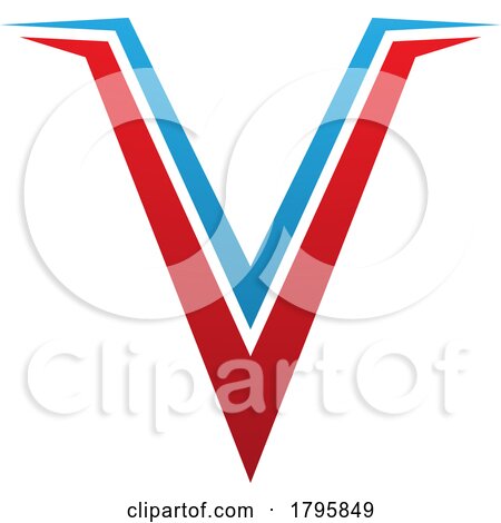 Red and Blue Spiky Shaped Letter V Icon by cidepix