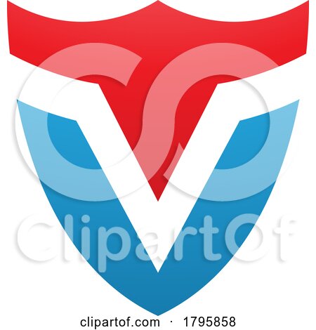 Red and Blue Shield Shaped Letter V Icon by cidepix