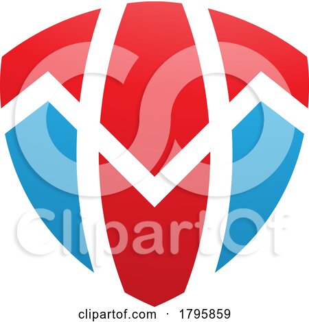 Red and Blue Shield Shaped Letter T Icon by cidepix