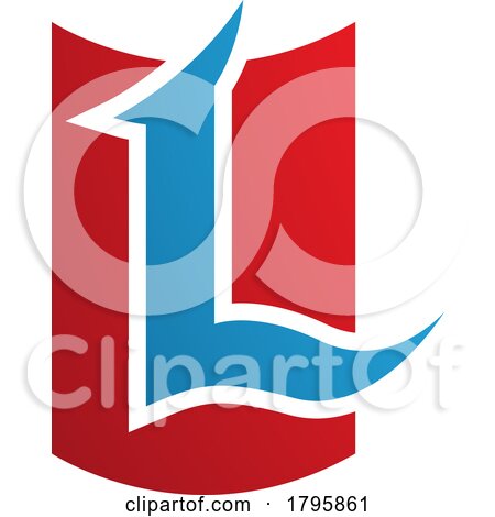 Red and Blue Shield Shaped Letter L Icon by cidepix