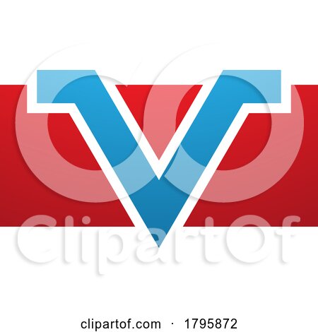 Red and Blue Rectangle Shaped Letter V Icon by cidepix