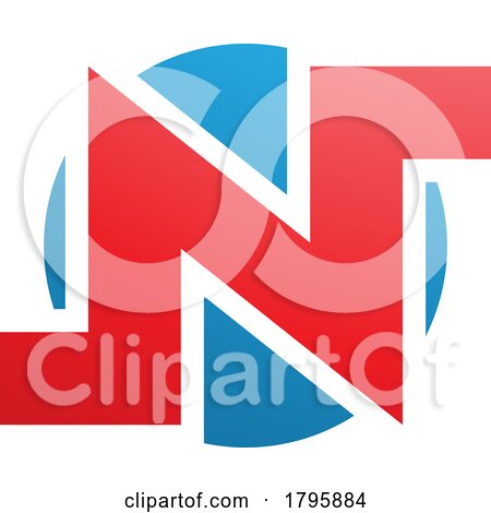 Red and Blue Round Bold Letter N Icon by cidepix