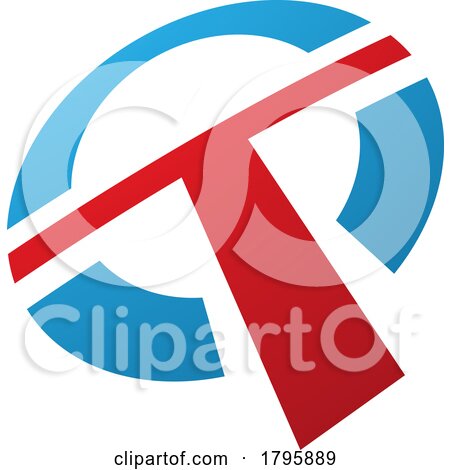 Red and Blue Round Shaped Letter T Icon by cidepix