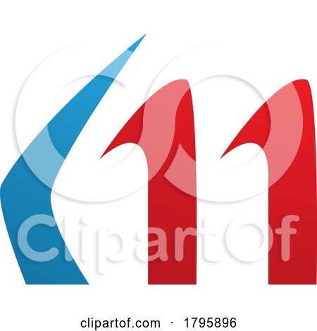Red and Blue Horn Shaped Letter M Icon by cidepix