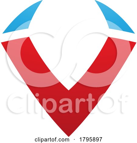 Red and Blue Horn Shaped Letter V Icon by cidepix