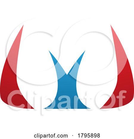 Red and Blue Horn Shaped Letter W Icon by cidepix