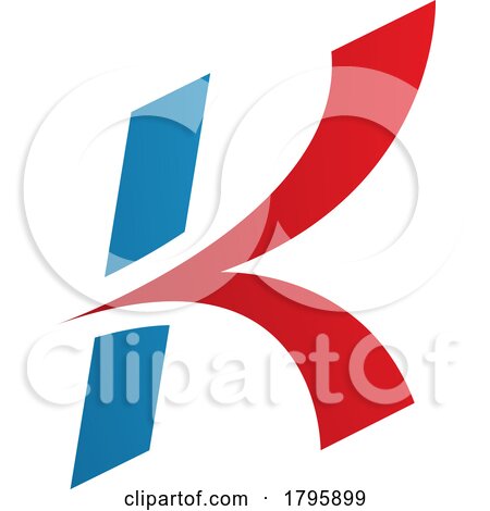 Red and Blue Italic Arrow Shaped Letter K Icon by cidepix