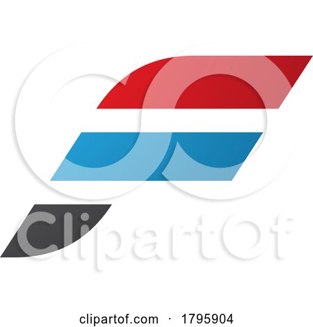 Red and Blue Letter F Icon with Horizontal Stripes by cidepix