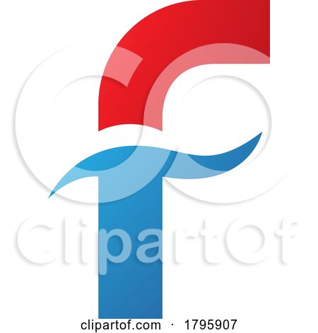 Red and Blue Letter F Icon with Spiky Waves by cidepix