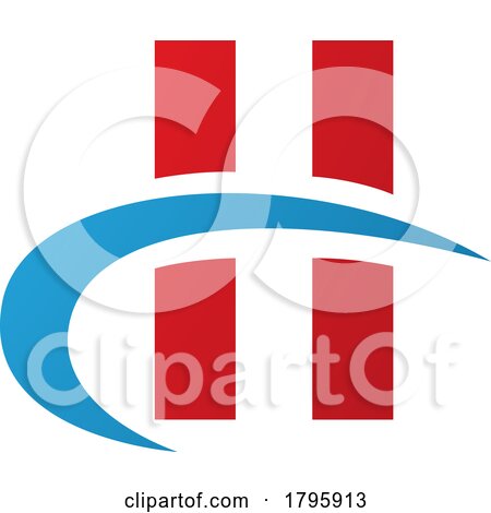 Red and Blue Letter H Icon with Vertical Rectangles and a Swoosh by cidepix