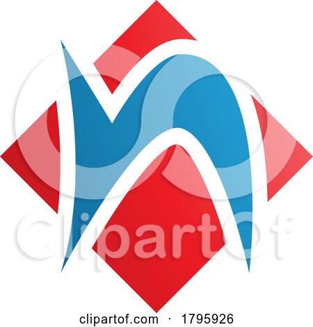 Red and Blue Letter N Icon with a Square Diamond Shape by cidepix