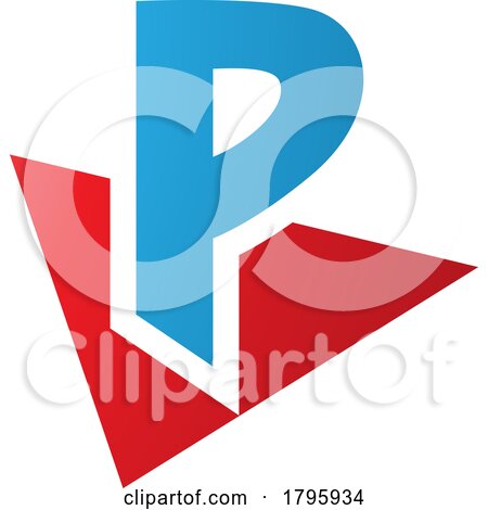 Red and Blue Letter P Icon with a Triangle by cidepix
