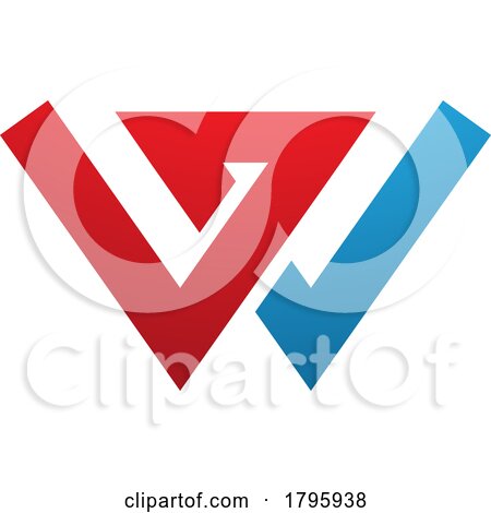 Red and Blue Letter W Icon with Intersecting Lines by cidepix