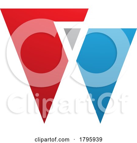 Red and Blue Letter W Icon with Triangles by cidepix