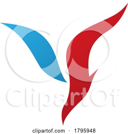 Red and Blue Diving Bird Shaped Letter Y Icon by cidepix