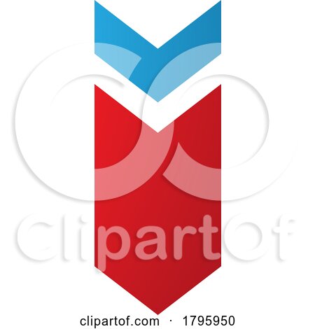 Red and Blue down Facing Arrow Shaped Letter I Icon by cidepix