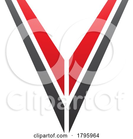 Red and Black Striped Shaped Letter V Icon by cidepix