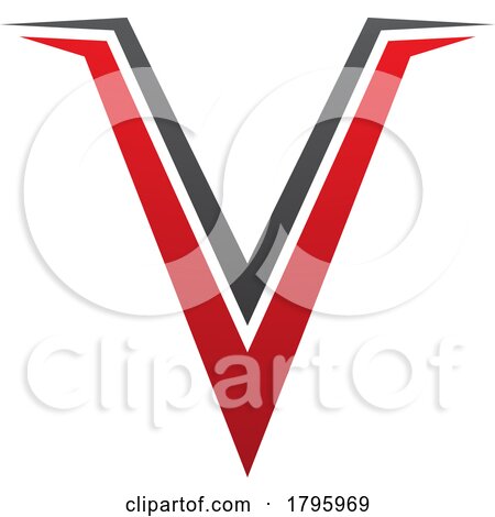Red and Black Spiky Shaped Letter V Icon by cidepix
