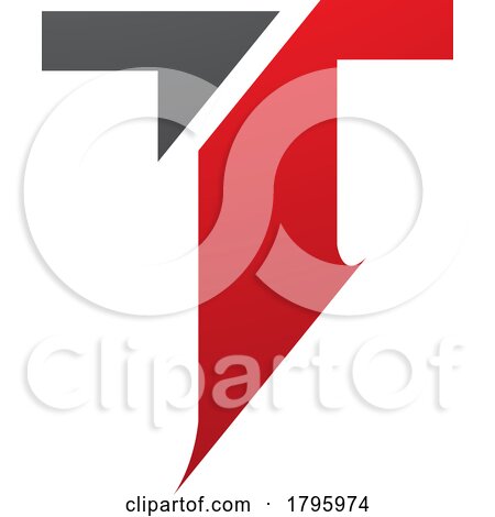 Red and Black Split Shaped Letter T Icon by cidepix