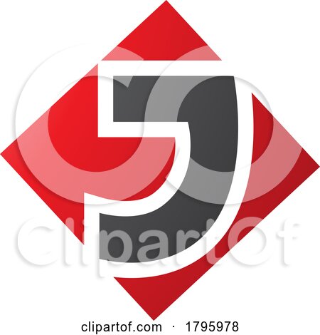 Red and Black Square Diamond Shaped Letter J Icon by cidepix
