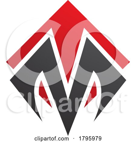 Red and Black Square Diamond Shaped Letter M Icon by cidepix