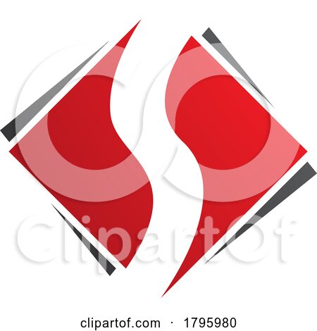 Red and Black Square Diamond Shaped Letter S Icon by cidepix