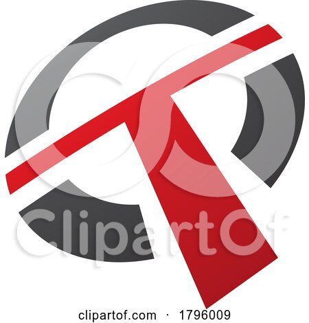 Red and Black Round Shaped Letter T Icon by cidepix