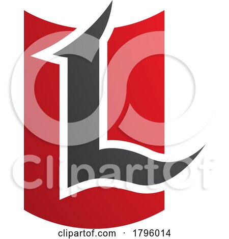 Red and Black Shield Shaped Letter L Icon by cidepix