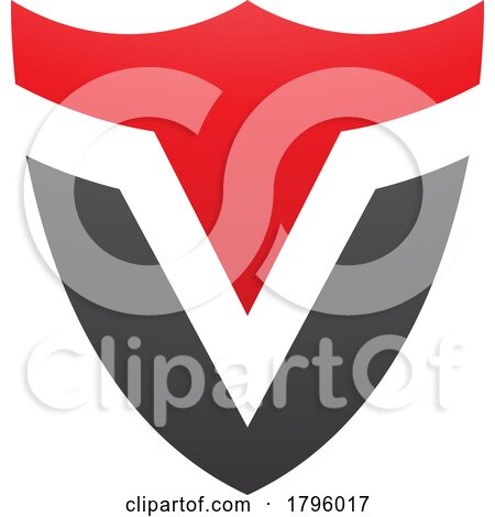 Red and Black Shield Shaped Letter V Icon by cidepix