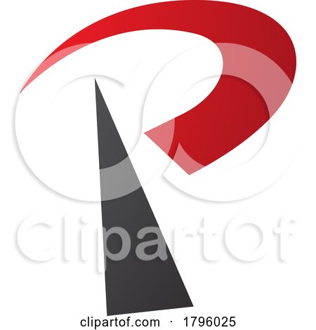Red and Black Radio Tower Shaped Letter P Icon by cidepix