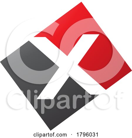 Red and Black Rectangle Shaped Letter X Icon by cidepix