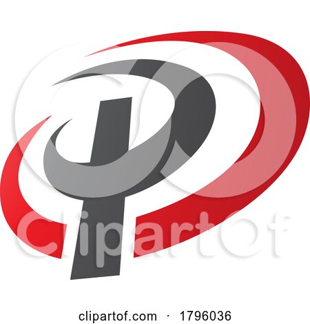 Red and Black Oval Shaped Letter P Icon by cidepix