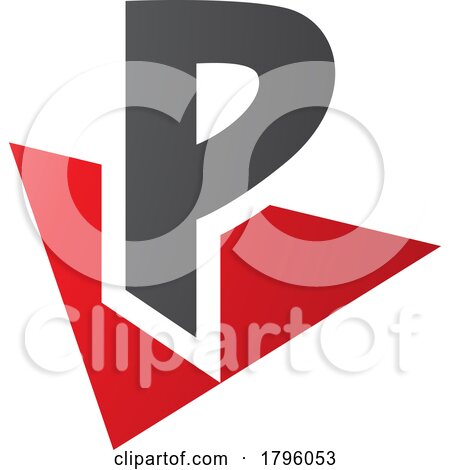 Red and Black Letter P Icon with a Triangle by cidepix