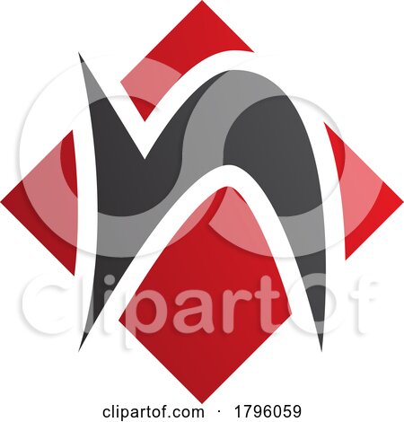 Red and Black Letter N Icon with a Square Diamond Shape by cidepix