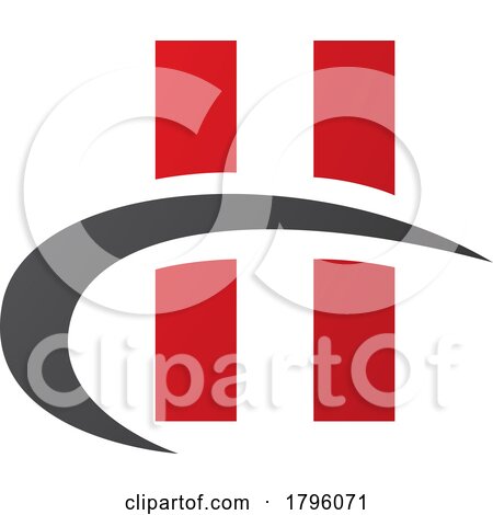Red and Black Letter H Icon with Vertical Rectangles and a Swoosh by cidepix