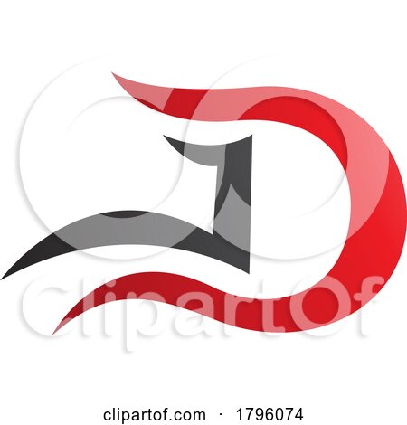 Red and Black Letter D Icon with Wavy Curves by cidepix