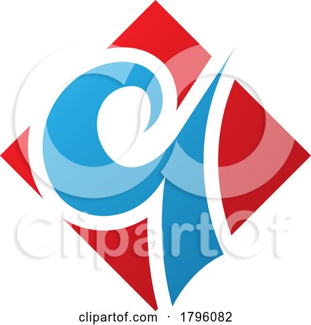 Red and Blue Diamond Shaped Letter Q Icon by cidepix